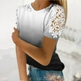 thumbnail image 2 of Besolor T-Shirts à Manches Courtes en Dentelle Col Rond Mode Été 2024 pour Femmes Blouse Décontractée pour Sortir, 2 of 5