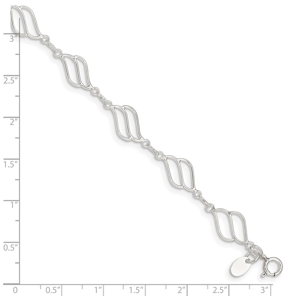Auriga Fine Jewelry 925 Sterling Silver 10inch Fancy Polished Anklet for Women