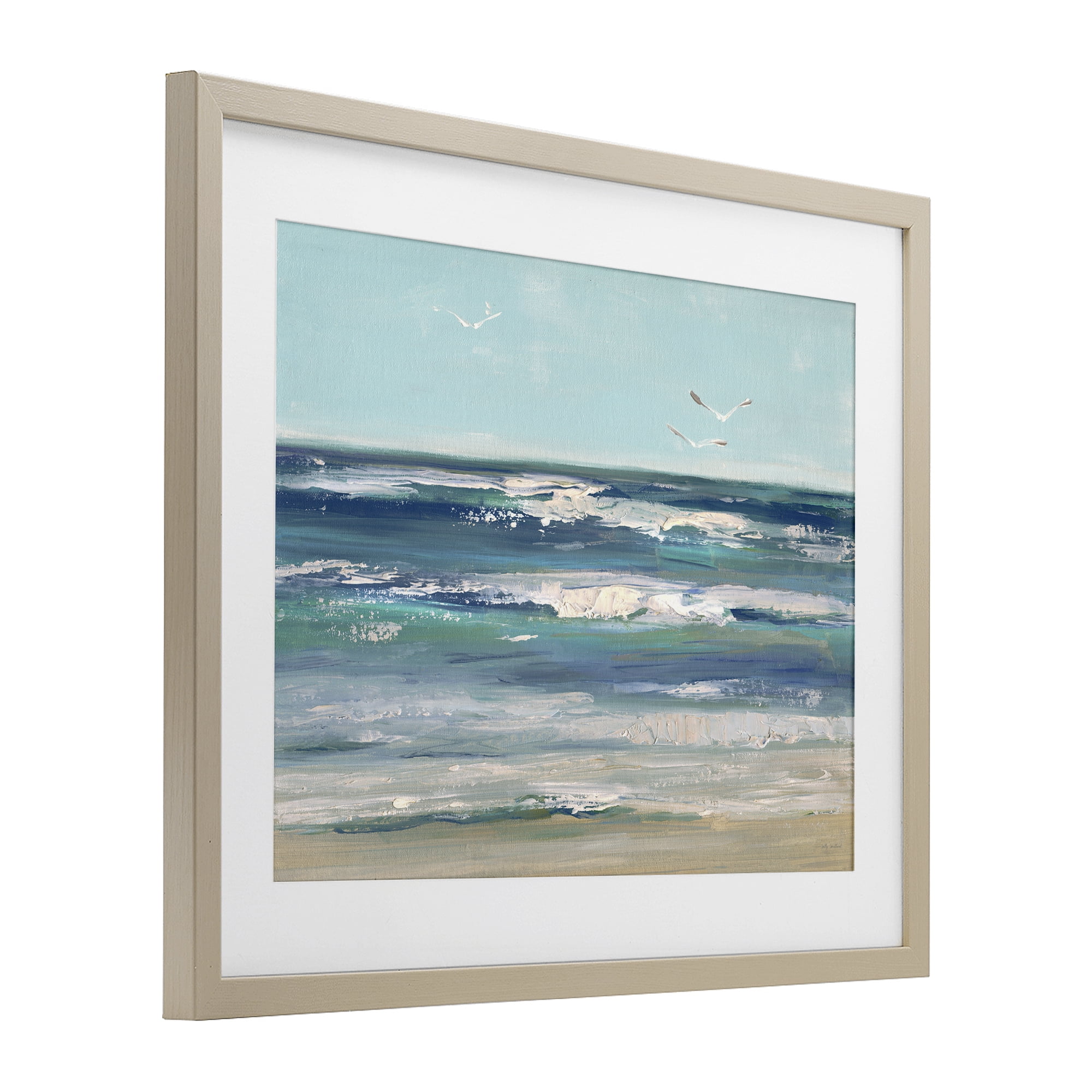 Stupell Industries Seagulls over Rolling Waves Birch Framed Print Under Glass, design by Sally Swatland