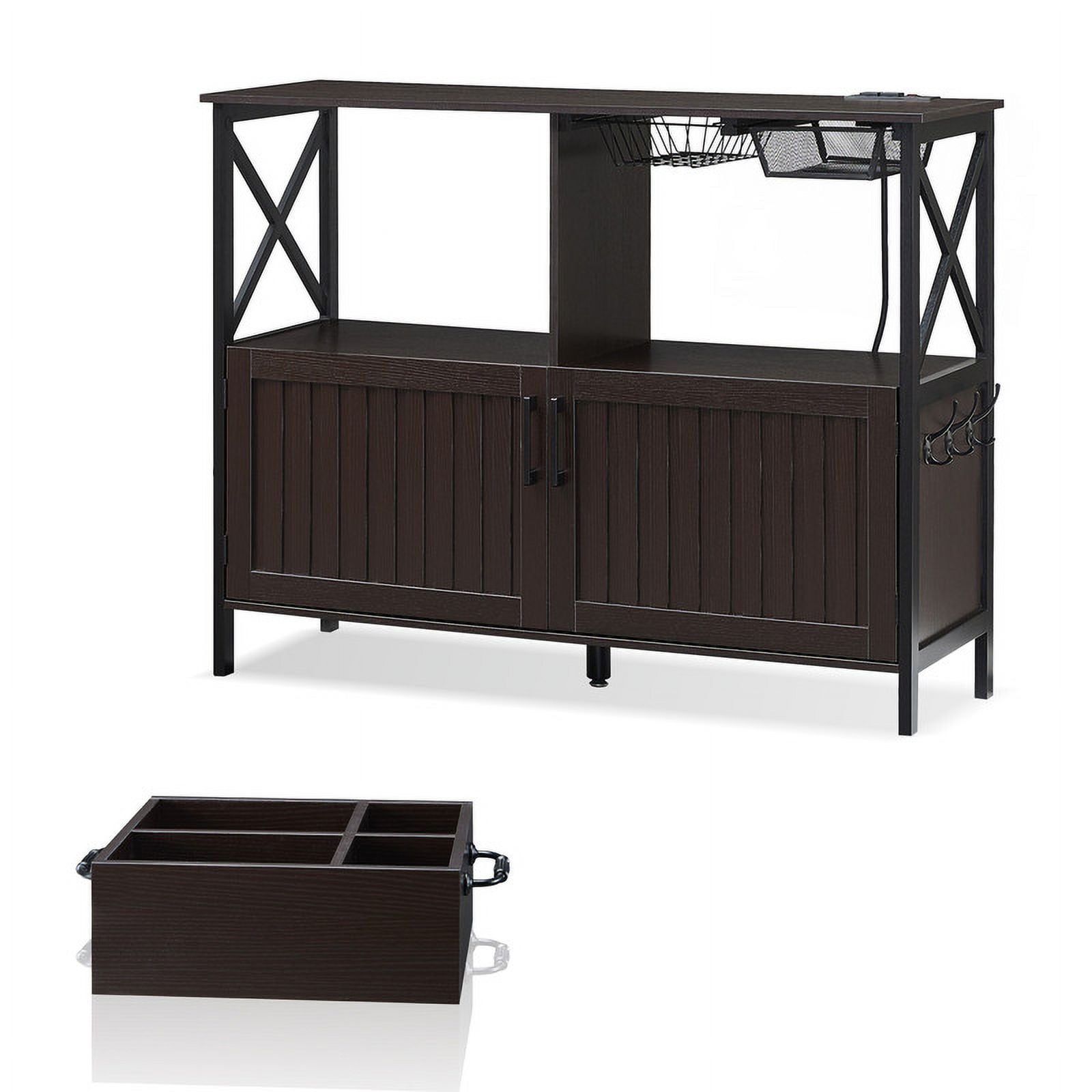 Utopia Alley Buffet Cabinet with Coffee Station Organizer, Large Coffee Bar Cabinet with Adjustable Shelves, Kitchen Buffet Furniture Wooden Sideboard Storage Cabinet for Dinning/Living Room