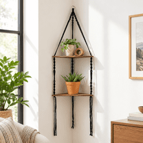Corner Shelframe Wall Hanging Balck Boho Wood Stordecor - Walmart.com