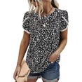 thumbnail image 2 of Camiseta de mujer, camisa informal holgada de cuello redondo, deportes, senderismo, Camping, blusa de viaje, Top de primavera y verano, Prendas para la parte del cuerpo punto blanco negro SG Minnieouse AP010363-04, 2 of 6