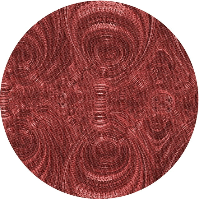 Ahgly Tapis Rond Lavable en Machine Intérieur Transitionnel Rouge Canneberge, 4 Pieds Rond