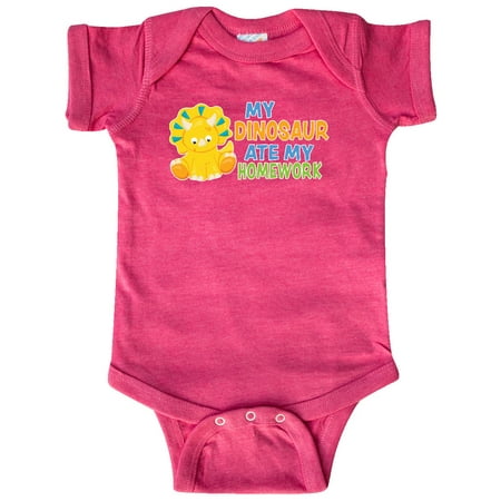 

Inktastic My Dinosaur ate my Homework with Cute Dinosaur Gift Baby Boy or Baby Girl Bodysuit
