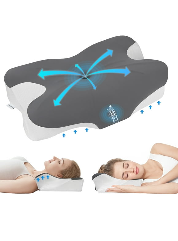 VAVSEA Cervical Pillow for Neck Pain Relief,Memory Foam Pillows with Cooling Breathable Pillowcase, Ergonomic Orthopedic Neck Support Pillow for Side, Back and Stomach Sleepers