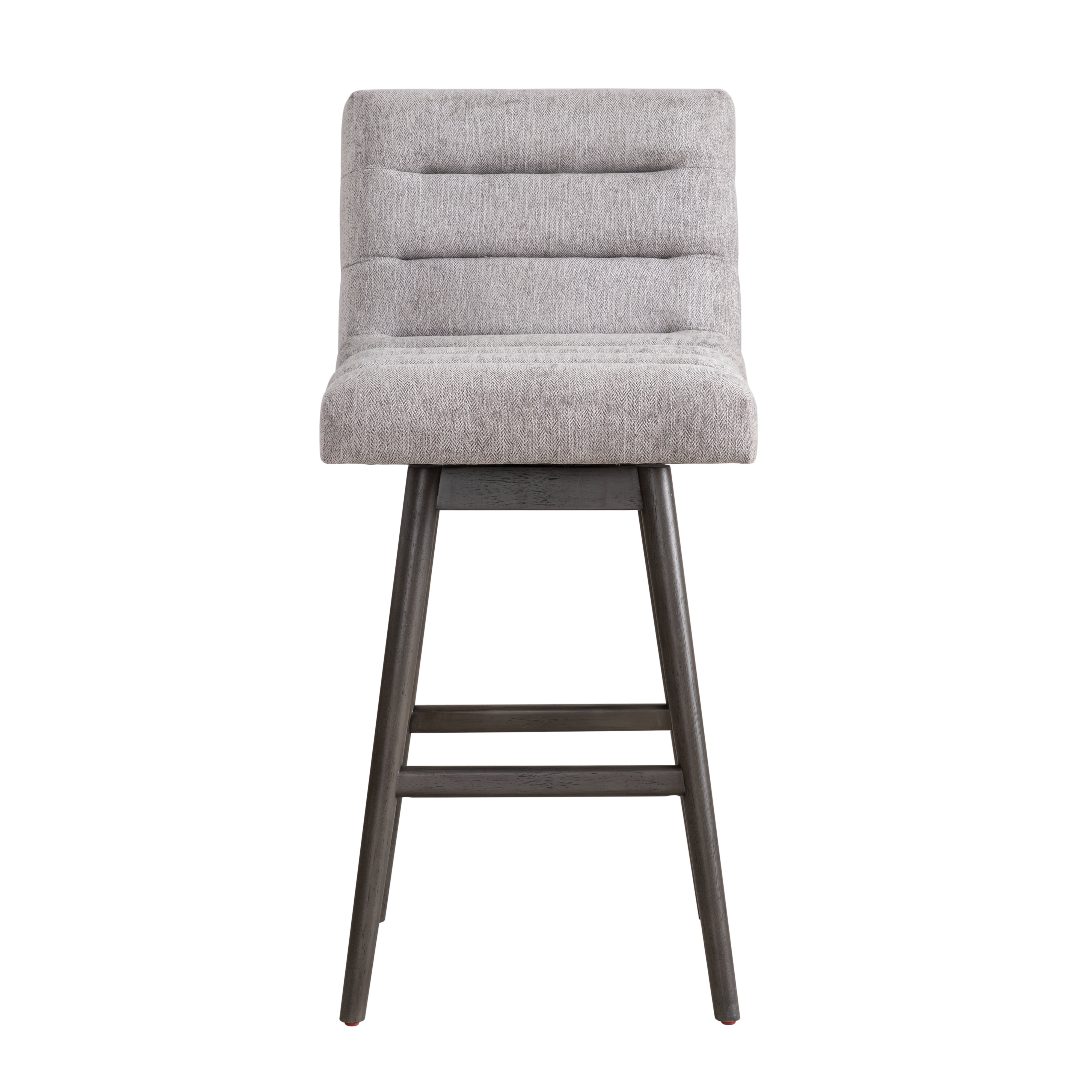 Armen Living Elias Gray Solid Wood Upholstered 30" Bar Height Swivel Barstool with Gray Fabric Seat