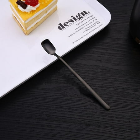 

1PC Square-Headed Teaspoon Long Handle Stainless Steel Coffee Tea Stirring Spoons Dessert Ice Cream Mini Scoop Kitchen Tableware