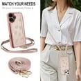 thumbnail image 3 of for iPhone 17 Wallet Case, Magnetic Snap Flip PU Leather TPU Cover with Flower Design Credit Card Holder Stand Wristband Shoulder Strap Protective Phone Case for Women Girls, Rosegold, 3 of 9