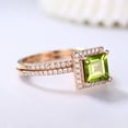 thumbnail image 5 of Princess Cut Peridot Ring,Rose Gold Peridot Engagement Ring Set 925 Sterling Silver ring, 5 of 5