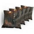 thumbnail image 5 of Ambesonne Fantasy Throw Pillow Cover 4 Pack, Necromancer Knight Wings, 20", Yellow and Brown, 5 of 7