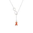 thumbnail image 2 of Delight Jewelry Silvertone Orange Ribbon Silver tone Elegant Infinity Lariat Necklace, 2 of 4