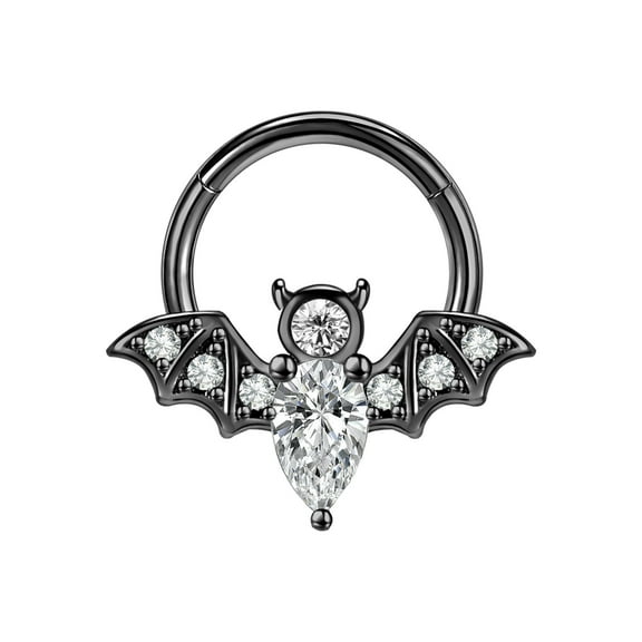 QQTDFG 16G Stainless Steel Nose Ring Hoop Bat Bee Earrings Nose Septum Piercing Jewelry-Black Bat