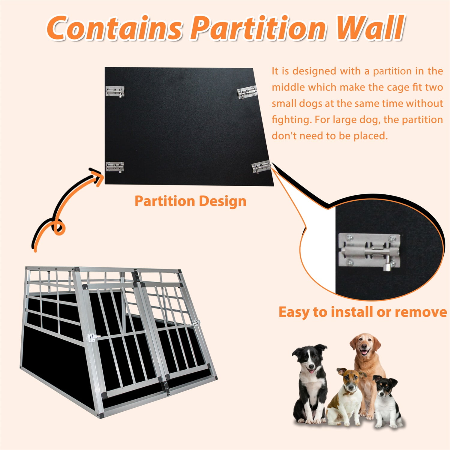Pefilos Double Doors Pet Car Transport Cage Carriers, Lightweight Aluminum Dog Cage, Trapezoidal Kennel Design for Small and Medium Dogs, Silver Pefilos Double Doors Pet Car Transport Cage Carriers, Lightweight Aluminum Dog Cage, Trapezoidal Kennel Design for Small and Medium Dogs, Silver