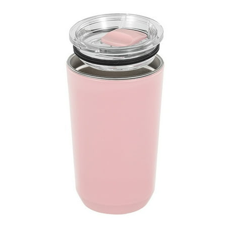 

Biplut 360ml/460ml/560ml Coffee Tumbler Push-in Lid Wide-mouth Double Wall Vacuum Insulated Water Tumbler Cup for Office(Pink M)
