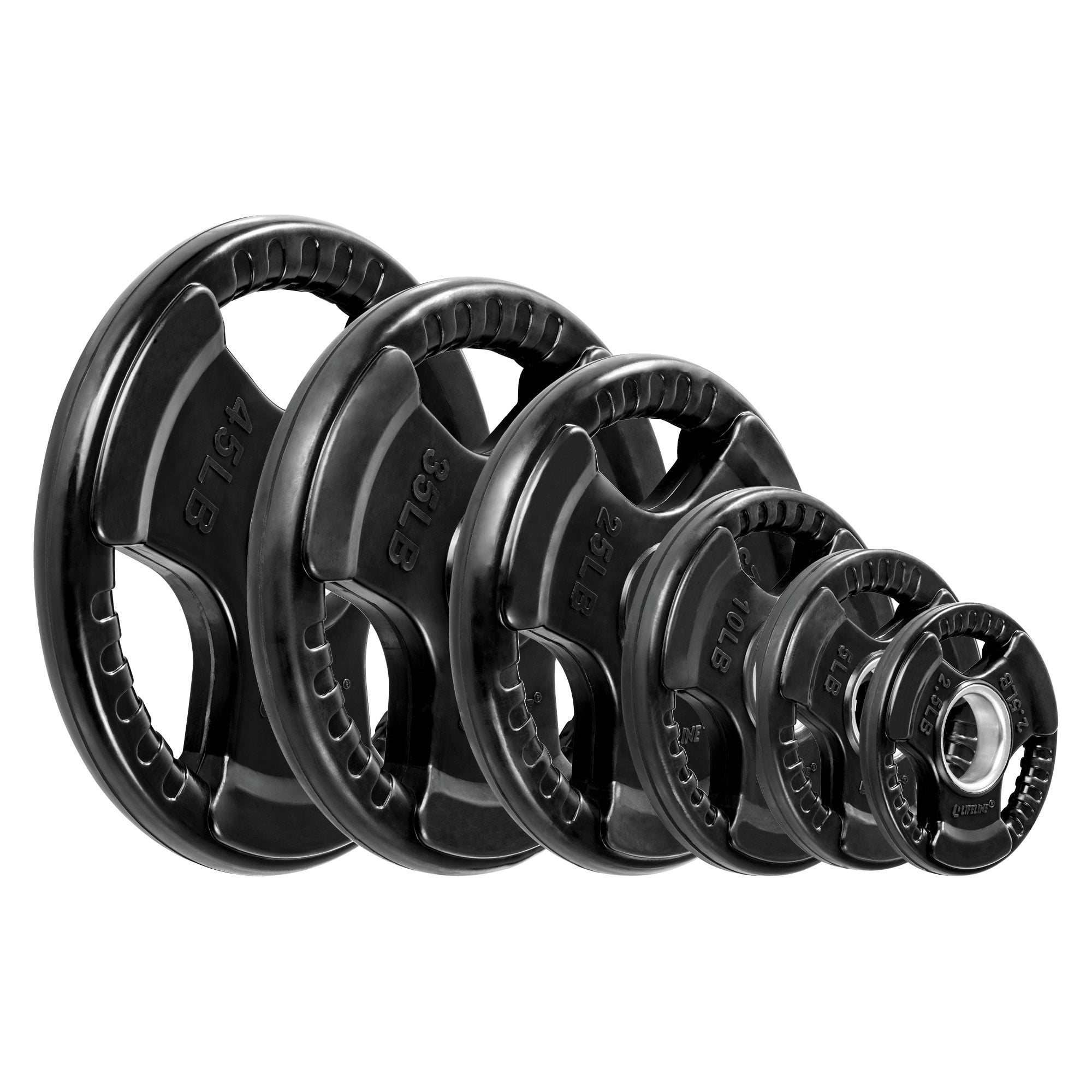 Lifeline Fitness 455 LB Olympic Weight Set - Rubber Coated Weight Plates for Olympic Barbells