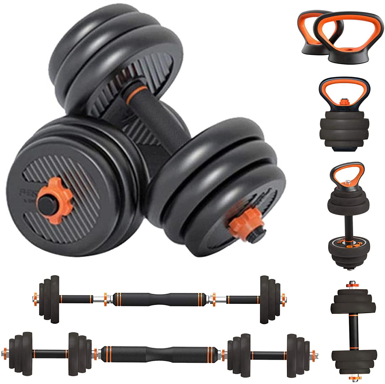 2-in-1 Barbell & Dumbbell Set Gym Body Building 10-20KG Weights Plates Home Gym 