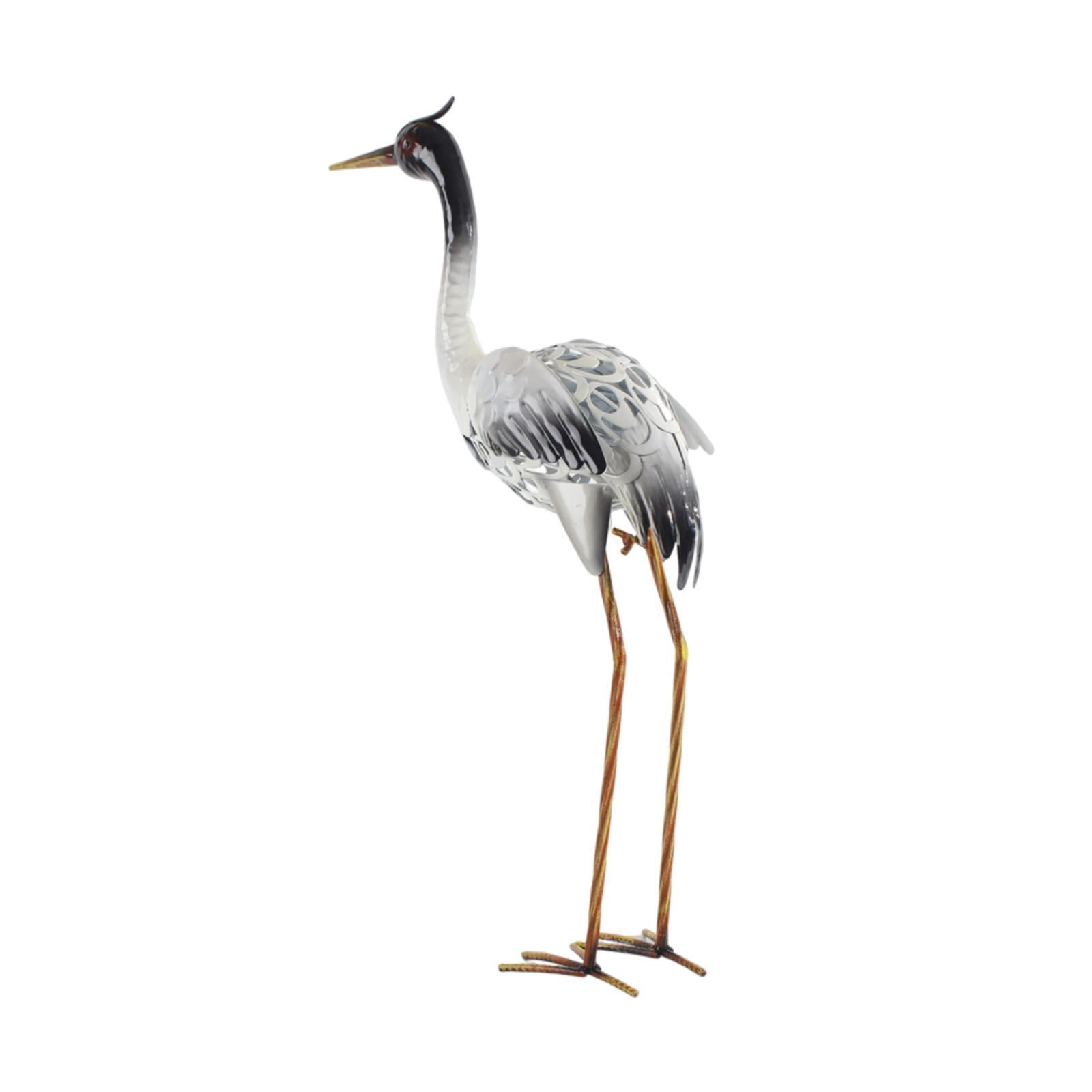 figatia Sculpture Crane Statue Ornament Simulated Yard Art Standing Animal Figurine Fairy Garden Decoration for Waterscape Pool