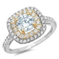 thumbnail image 2 of 1.615 ct Round Cut Natural Swiss Blue Topaz Halo Engagement Ring for Women in 14K White/Yellow Gold, 2 of 2