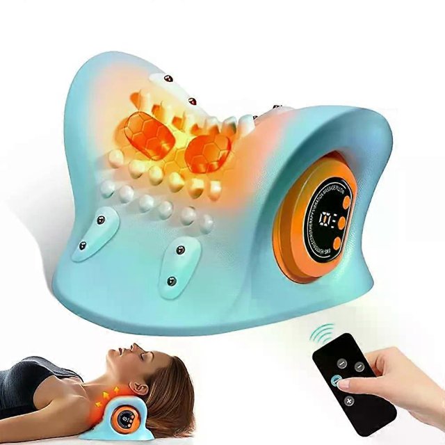 Portable EMS Neck Massager With Heat Low-Frequency Pulse Neck Cervical Spine Traction Relaxer Massage Pillow With Remote Control
