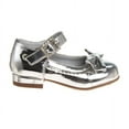 thumbnail image 2 of Mary Jane Dress Shoe Pumps for Girls, Low Heel Hook Loop Buckle, Silver (Size 7 Toddler), 2 of 7