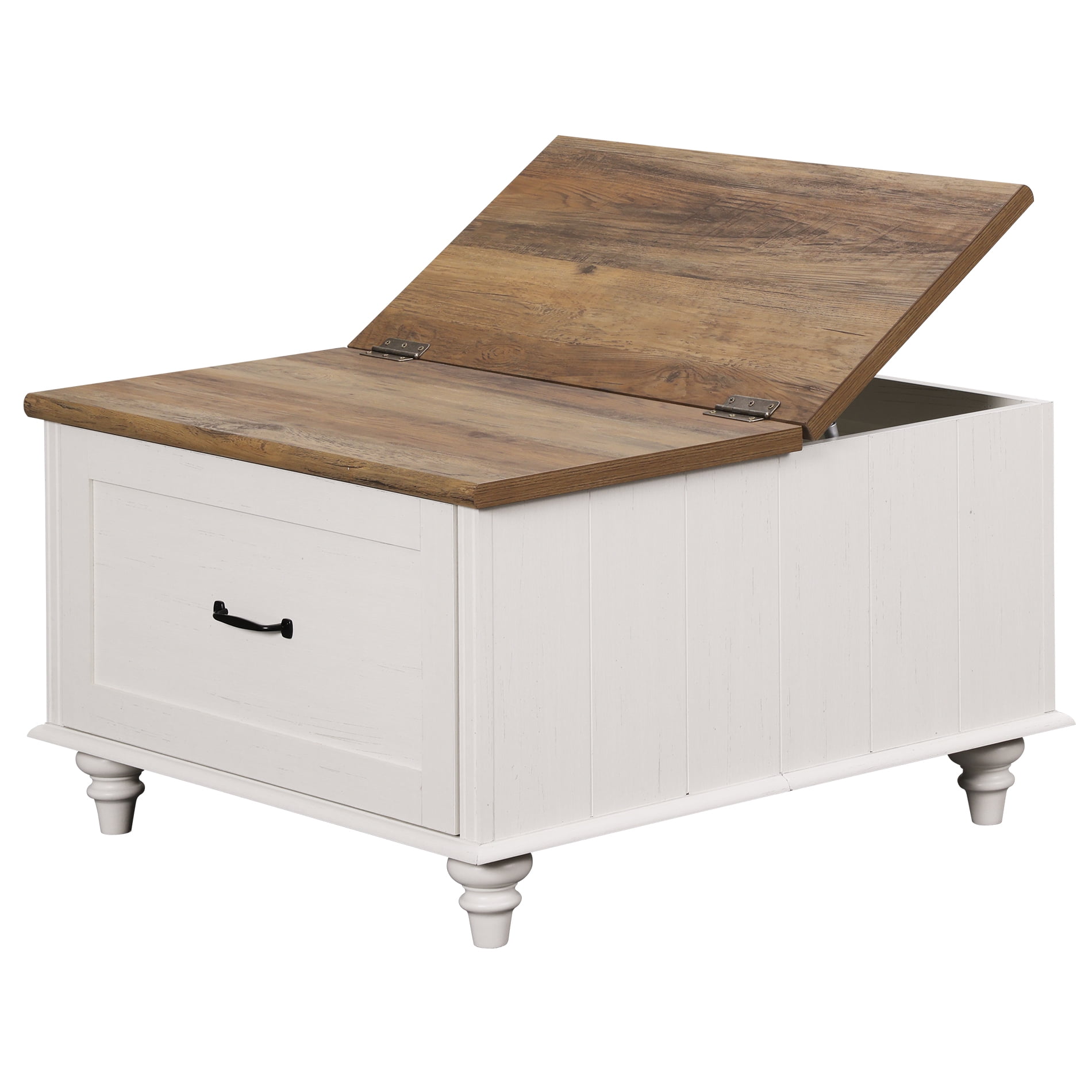 FITUEYES Farmhouse Lift Top Square Wooden Coffee Table, White