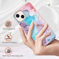 thumbnail image 3 of Feishell for iPhone 15 Case, [Raised Lip Screen Drop Protection] Marble Shockproof Protective Slim Glossy Stylish TPU Durable Phone Cover For iPhone 15, Galaxy Blue Marble, 3 of 5
