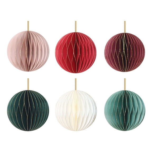 Briarwood Lane Christmas Honeycomb Paper Decor- Set of 6 3.18x3.18 Globe Honeycomb Ornaments Magnetic For Christmas Honeycomb Paper Decor Party Centerpiece Decoration