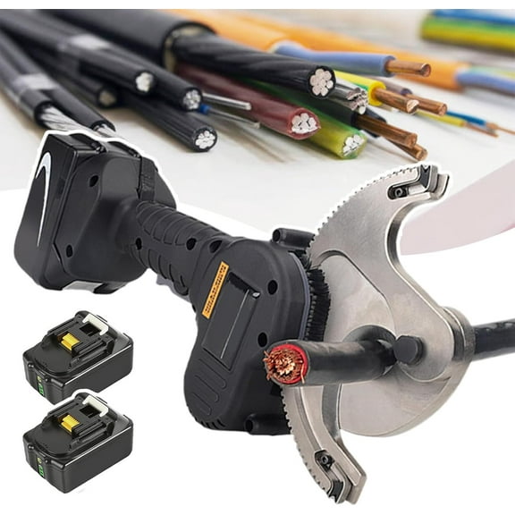 Cordless Ratchet Cutter Cable Hydraulic Armoured Cable Cutting Tool-Controllable Advance & Retreat,Cable Gear Type Scissors for 50/65/75mm Aluminum Copper Cable,with Battery*2