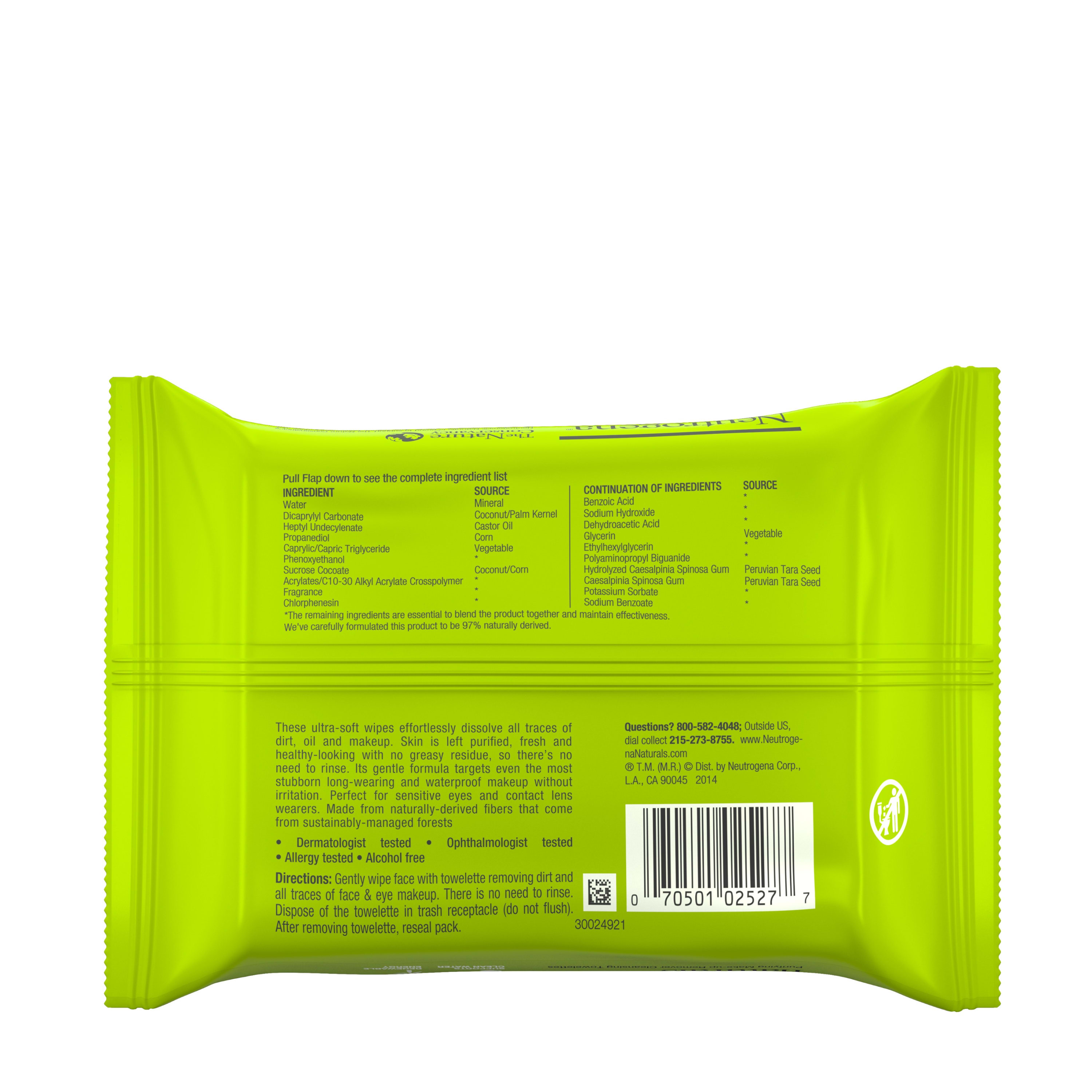 Neutrogena Naturals Purifying Makeup Remover Cleansing Wipes, 25 ct. - image 2 of 9