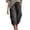 Grey, variant on Women's High Waisted Cargo Capri Pants, Elastic Waist Cinched Hem Seven Quarter Length Pants with Pockets, Lightweight Soft Polyester Casual Cropped Pants for Spring Summer Fall Black L