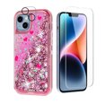 thumbnail image 1 of NIFFPD iPhone 14 Plus with Screen Protector + Camera Lens Protector, Bling Glitter Quicksand Sparkle Clear & Shockproof Protective Cover iPhone 14 Plus 6.7" Pink, 1 of 6