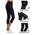 thumbnail image 6 of Gustave Women's High Waist Mesh Yoga Pants Capris Tummy Control Running Workout Leggings Athletic Capri Pants with Pockets "Black, L", 6 of 11