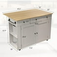 thumbnail image 2 of Îlot de Cuisine Roulant avec Comptoir Rabattable, Station de Recharge et Grand Rangement Chariot de Cuisine Mobile de 47,2 Po sur Roues avec Étagères Coulissantes, Tiroirs, Porte-Épices et Séparateur d'Organisateur, 2 of 7
