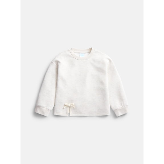 Wonder Nation Toddler Girls Crewneck Sweatshirt with Bow, Sizes 12M-5T