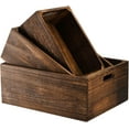 thumbnail image 3 of Set of 3 Wood Nesting Storage Crates with Handles, Decorative Farmhouse Wooden Crates Storage Containers Rustic Handmade Natural Solid Wood Basket, 3 of 7
