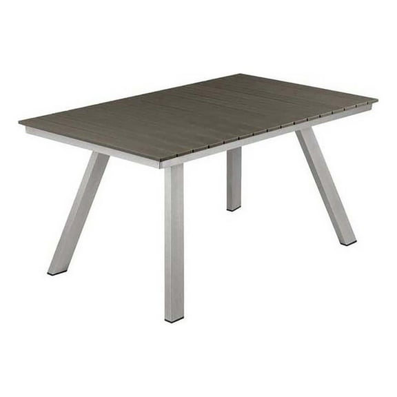 Pemberly Row 30x59" Modern Aluminum Table in Gray and Brush Finish