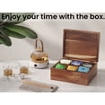 thumbnail image 2 of Danfoxer Acacia Wood Tea Bag Organizers, Tea and Sugar Packet Storage Chest with Lid, Wooden Teabag Holder Containers,Tea Box with 6 Compartments, 2 of 6