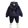 thumbnail image 2 of Godderr Toddler Baby Boys Clothes Outfits for Kids Sweatshirt Pants 2PCS Set with Hooded Winter Sweatpants Outfits Casual Fleece Clothes for 1-6Y, 2 of 5