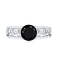 thumbnail image 4 of Rosec Jewels Natural Black Onyx Solitaire Engagement Ring - Filigree Ring for Women - 8 mm - AAA Quality - With Jewelry Box, 14K White Gold, US 12.50, 4 of 8