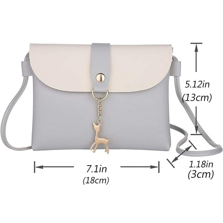 PU Leather Shoulder Handbag Cross Body Purse for Teens Girls Small Cross Body Bag for Girls Grey