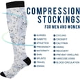 thumbnail image 4 of 1 Pair Light Blue Flowers Compression Socks 20-30mmHg Knee High Women Socks Tube Athletic Stockings for Men Sport Soccer Running Cycling Medical Nurse Winter Travel, 4 of 7
