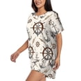 thumbnail image 2 of Cauagu Anchor with Rope for Women's Round Neck Pajama Set,Short-Sleeved Pajamas Soft Sleepwear Set Summer Pajamas Set Lounge Sets 2-Piece Pj-3X-Large, 2 of 6