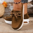 thumbnail image 6 of Brown Womens Flock Material Loafers With Wedge Heel And Lace-Up Design For All-Day Comfort, 6 of 8