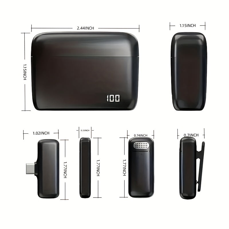 Wireless Clip-on Mic with Charging Case, Dual Mic Support, Live Streaming & Recording, Indoor/Outdoor Use