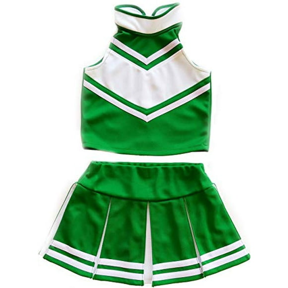Little Girls' Cheerleader Cheerleading Outfit Uniform Costume Cosplay Green/White (XXL / 13-16)