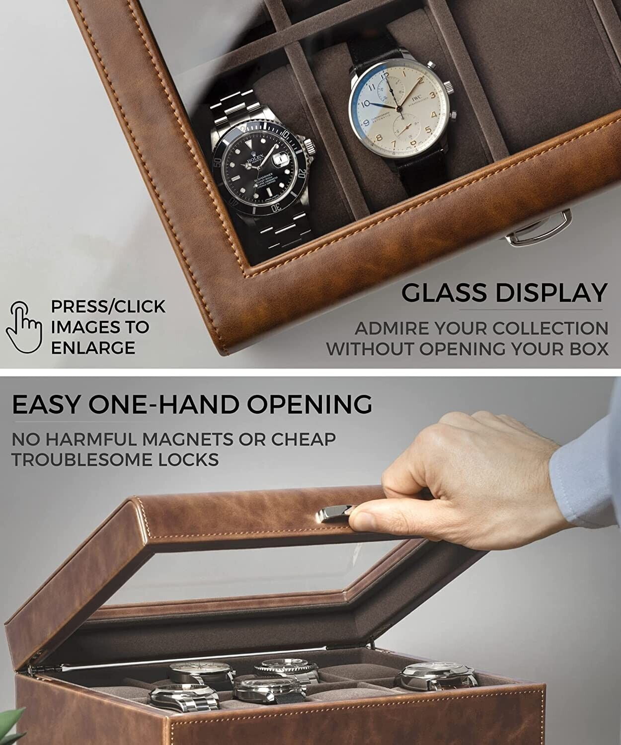 TAWBURY 6 Slot Watch Box for Men - Luxury Watch Jewelry Box Men Watch Case  6 Slot | Male Jewelry Box…See more TAWBURY 6 Slot Watch Box for Men 