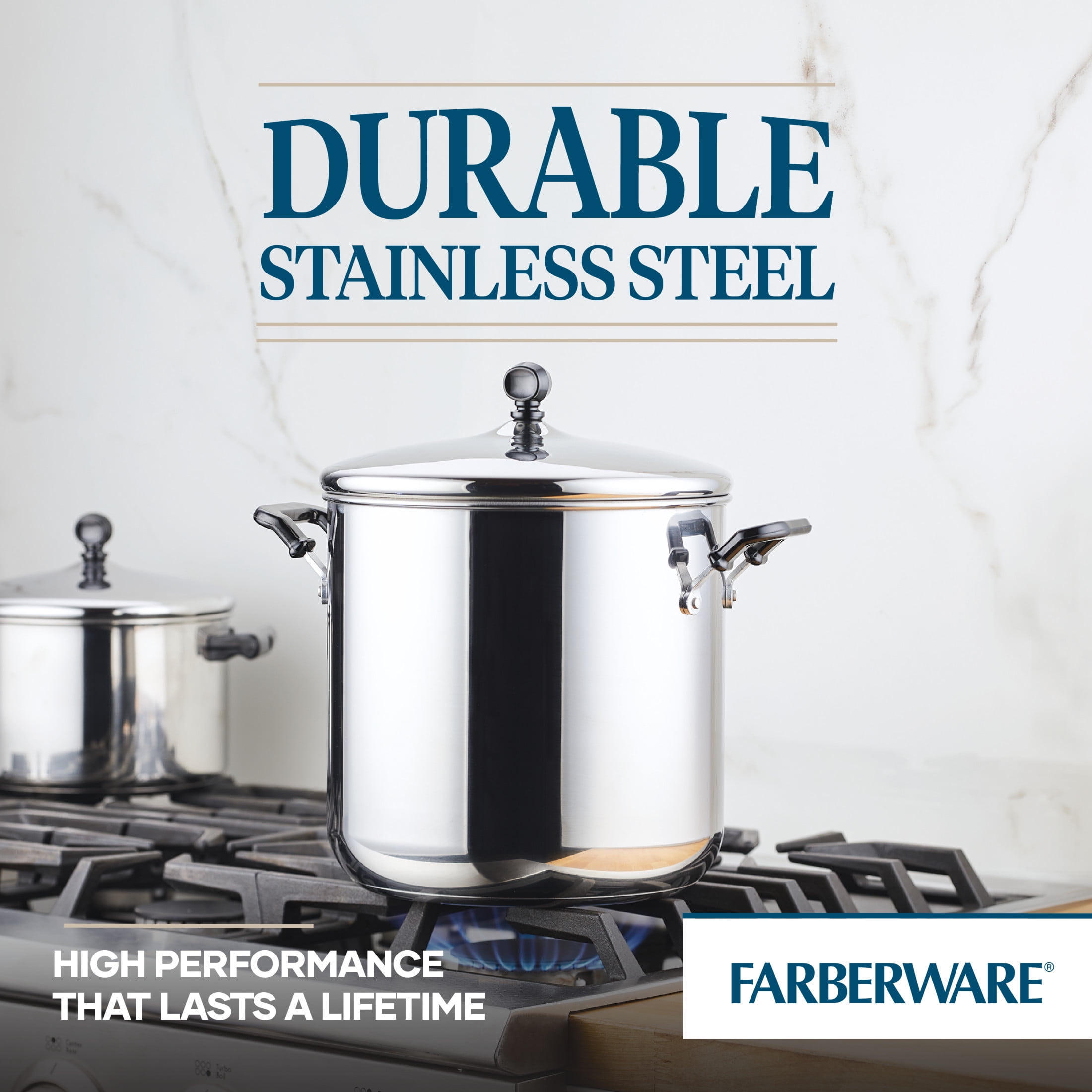 Farberware Classic Series 11 Quart Stainless Steel Stockpot with Lid, Induction Compatible, Metal Utensil and Dishwasher Safe, Stainless Steel