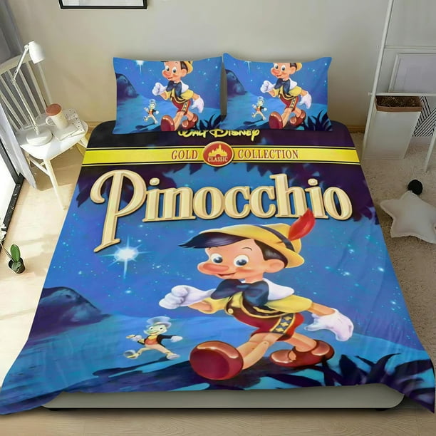 Las Aventuras de Pinocho Conjunto de sábanas temático, trío de piezas, cómodo y amigable con la piel, diseño único, regalo de decoración para el hogar para familiares, amigos y fans,173cm *218cm