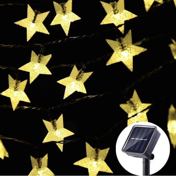 Solar Star String Lights 30ft 50LED Outdoor Solar Powered Garden Twinkling Fairy Lights, Warm White Path Lights for Garden Porch Patio Decor Home Wedding Party Christmas Tree Decoration