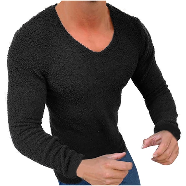 Birdeem T-Shirt en Peluche pour Homme, Mode Décontractée, Col Rond, Chandail à Manches Longues